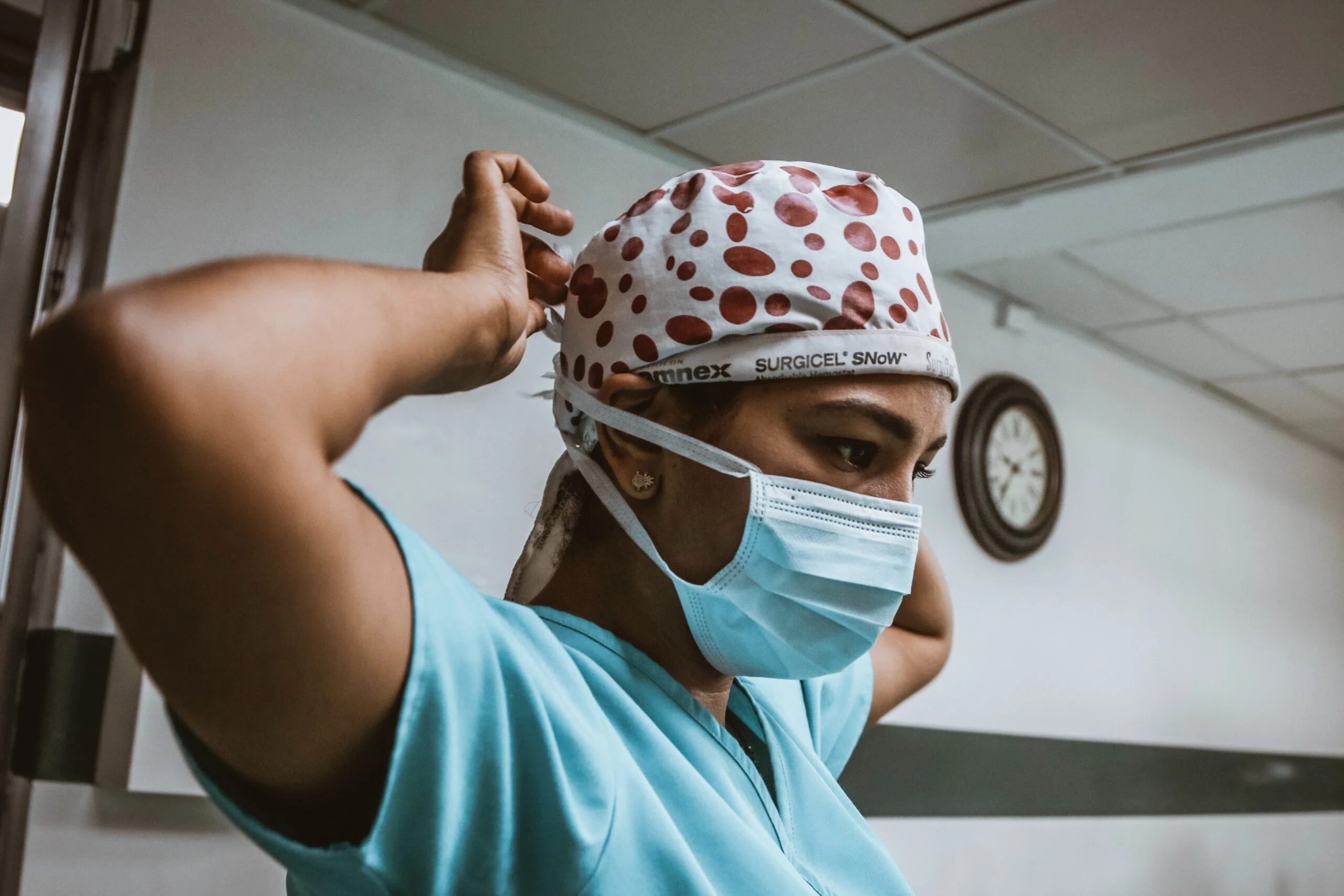 Dental professional preparing for procedure